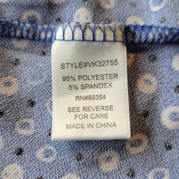 Blue, short sleeve, bow, tie neck, dots, polyester blend, xl, blouse - Picture 7 of 10